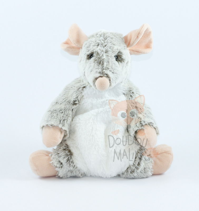  soft toy mouse grey white pink 
